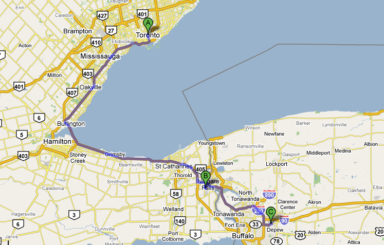 Route: Toronto to Buffalo